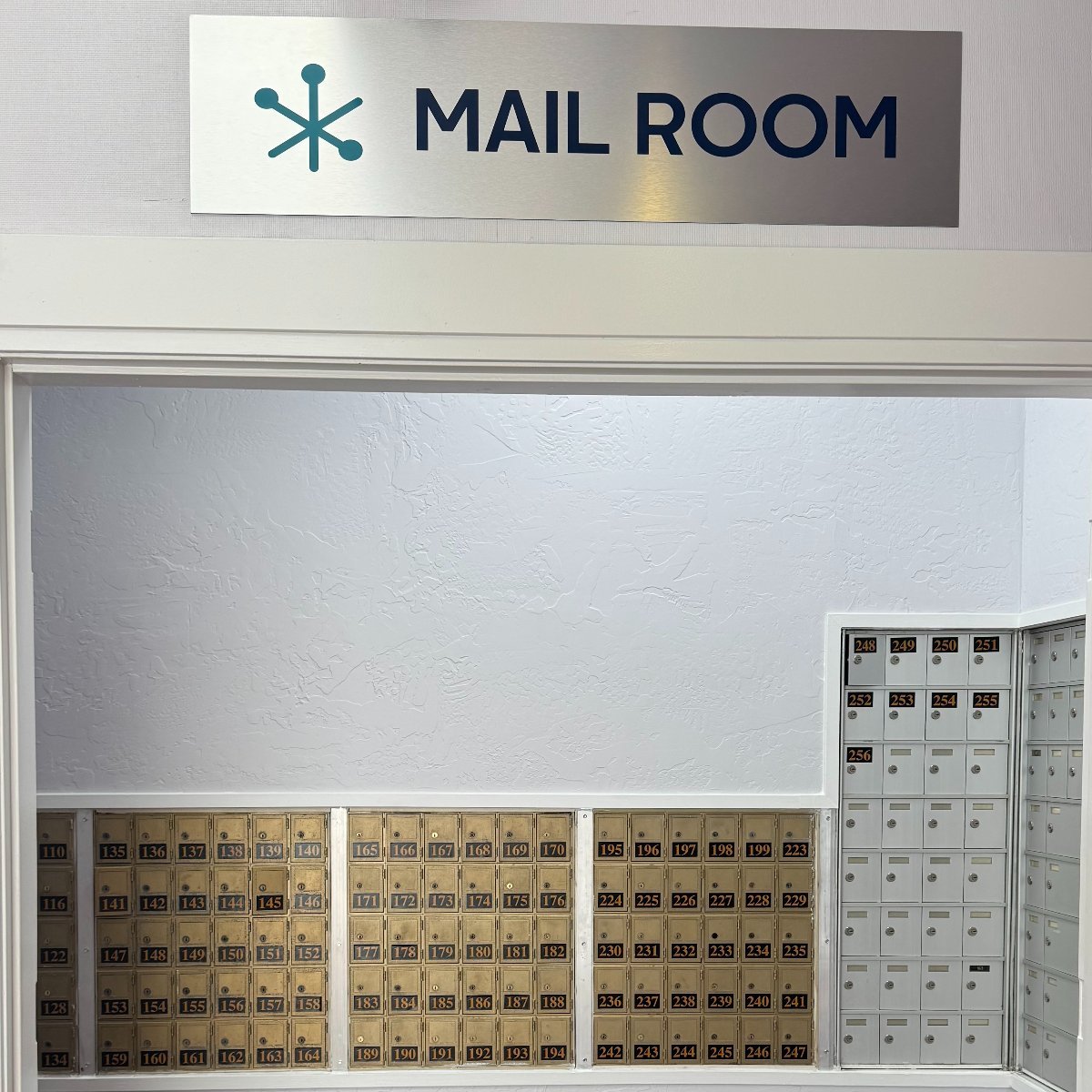 The B-OSS mail room with private locked mailboxes for virtual office members in downtown Santa Rosa